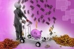 3d Person And Piggy Bank Stock Photo