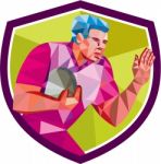 Rugby Player Fend Off Low Polygon Stock Photo