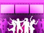 Filmstrip Disco Indicates Negative Joy And Dancing Stock Photo