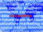 Incentive Word Cloud Shows Bonus Inducement Reward Stock Photo