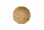 Empty Wooden Or Bamboo Bowl On white Background Top View Stock Photo