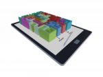 3ds Tablet With Maze Game Stock Photo
