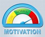 High Motivation Indicates Take Action And Display Stock Photo