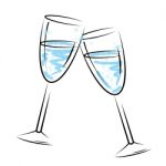 Champagne Glasses Means Sparkling Wine And Celebration Stock Photo
