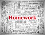 Homework Word Indicating Educated Assignments And Words Stock Photo