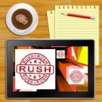 Rush Tablet Showing Express Delivery 3d Illustration Stock Photo