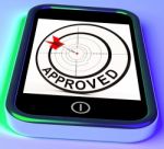 Approved Smartphone Shows Accepted Authorised Or Endorsed Stock Photo