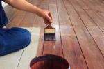 Hand Painting Oil Color On Wood Floor Use For Home Decorated ,ho Stock Photo
