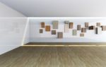 Interior With Empty Wooden Shelves Stock Photo
