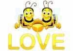 Bee In Love Stock Photo