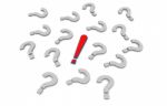 3d  Question Marks And One Exclamation Mark Stock Photo