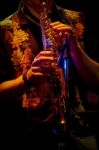 Saxophone Player In Live Perfomance Stock Photo