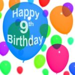 Balloons with happy 9th Birthday Stock Photo