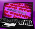 Addiction Screen Means Obsession Enslavement Or Dependence Stock Photo