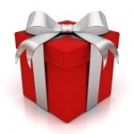 Red Gift Box With Bow Stock Photo