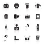 Camera And Accessory Icon Set  Illustration Stock Photo