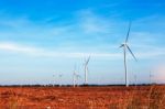 Agricultural Areas With Wind Turbines Stock Photo