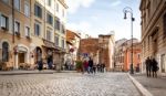 Portico D'ottavia In The Ancient Jewish Quarter Of Rome Stock Photo