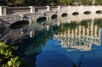Bridge Over The Bellagio Lake Stock Photo