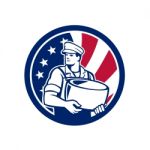 American Artisan Cheese Maker Usa Flag Icon Stock Photo