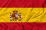 Fabric Wavy Texture National Flag Of Spain Stock Photo