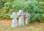 Three Stone Crosses In The Old Cemetery Stock Photo