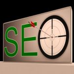 Seo Target Means Search Engine Optimization And Promotion Stock Photo