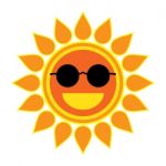 Sun Smile With Sunglasses On White Background Stock Photo