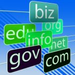 Green Url Words Shows Org Biz Com Edu Stock Photo