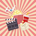 Movie And Film Elements In Flat Design Stock Photo