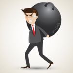 Cartoon Businessman Carry Steel Sphere Stock Photo