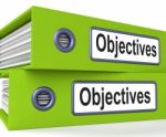 Objectives Folders Mean Business Goals And Targets Stock Photo