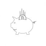 Cryptocurrency Bitcoin Piggy Bank Thin Line Flat Design Icon Vec Stock Photo
