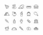 Simple Set Of Fast Food  Thin Line Icons Stock Photo