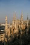 Spires And Statues Of The Duomo Cathedral Stock Photo