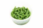 Green Rice Noodles Sweetmeat Thai Dessert In Round Bowl Stock Photo