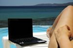 Vacation With Laptop Stock Photo
