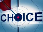 Target Choice Shows Two-way Path Decision Stock Photo