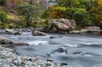 The Glaslyn River In Autumn Stock Photo