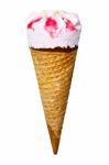 Strawberry Flavor Cone Ice Cream Stock Photo