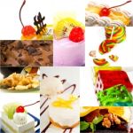 Dessert Cake And Sweets Collection Collage Stock Photo