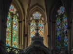 Stained Glass Windows In The Cathedral Of St Andrew In Bordeaux Stock Photo