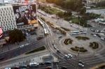 Large Roundabout On Marszalkowska Street Near Centrum Tram Stati Stock Photo