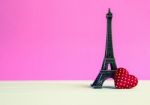Love Of Paris,eiffel Tower With Red Heart Stock Photo