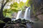 Amazing Beautiful Waterfalls In Deep Forest At Haew Suwat Waterfall In Khao Yai National Park, Thailand Stock Photo