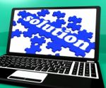 Solution Puzzle On Notebook Showing Computer Applications Stock Photo