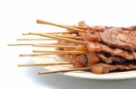 Roast Pork In A Stick Stock Photo