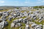 View Of The Limestone Pavement Near The Village Of Conistone In Stock Photo