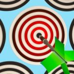 Bulls Eye Target Shows Focused Successful Aim Stock Photo