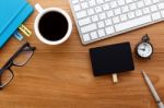 Job Applying With Wood Desk Background Stock Photo